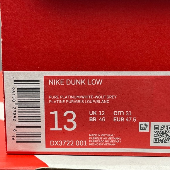 Nike Dunk Low Wolf Grey Pure Platinum Men's Sneaker DS 100% Authentic - Picture 16 of 16